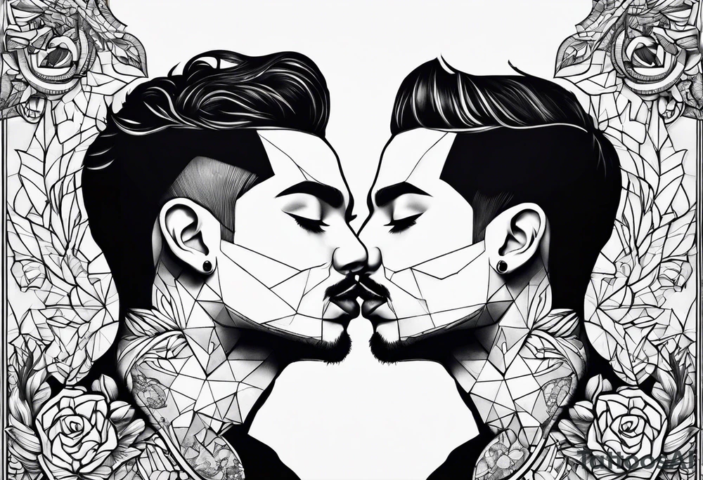 Two person kiss tattoo idea