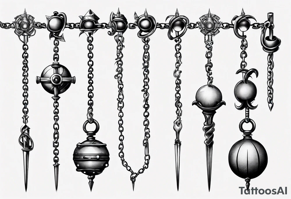 ball mace on a chain tattoo idea
