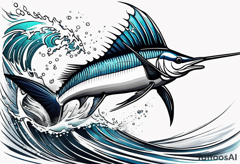 Sailfish, jumping out of the water on shoulder tattoo idea