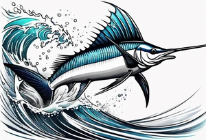 Sailfish, jumping out of the water on shoulder tattoo idea