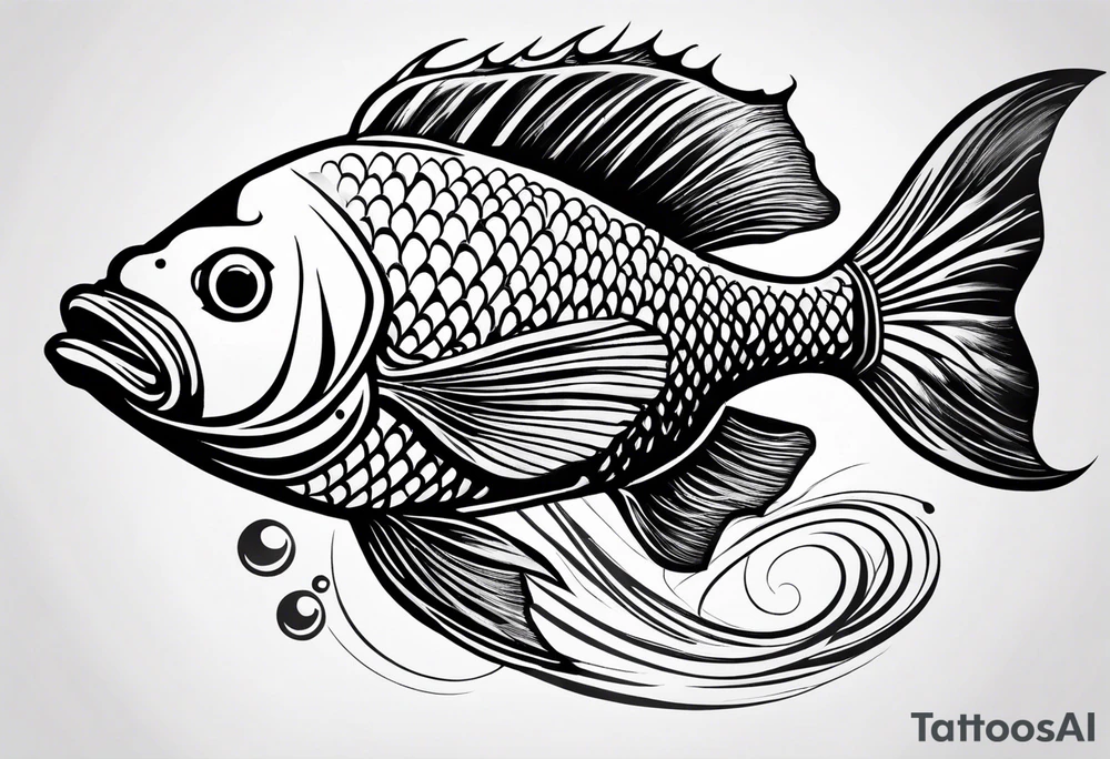 Swimming fish that is curved tattoo idea