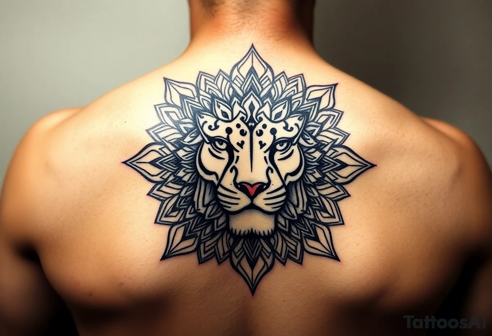 mandala pattern lion tattoo idea
