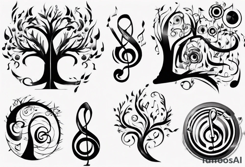 music speaker note tree tattoo idea