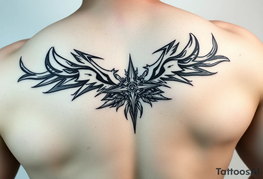 Tribal religious full sleeve  masculine tattoo idea