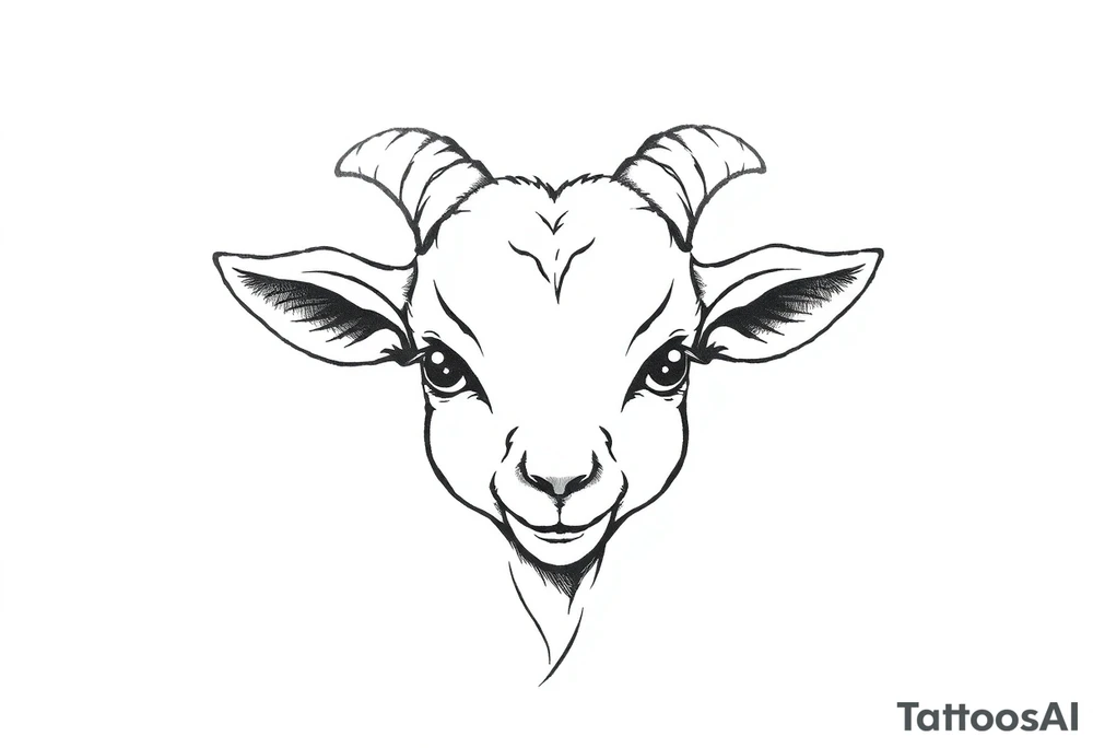 cute goat face tattoo idea