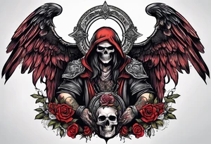 angel of death with a skull head tattoo idea