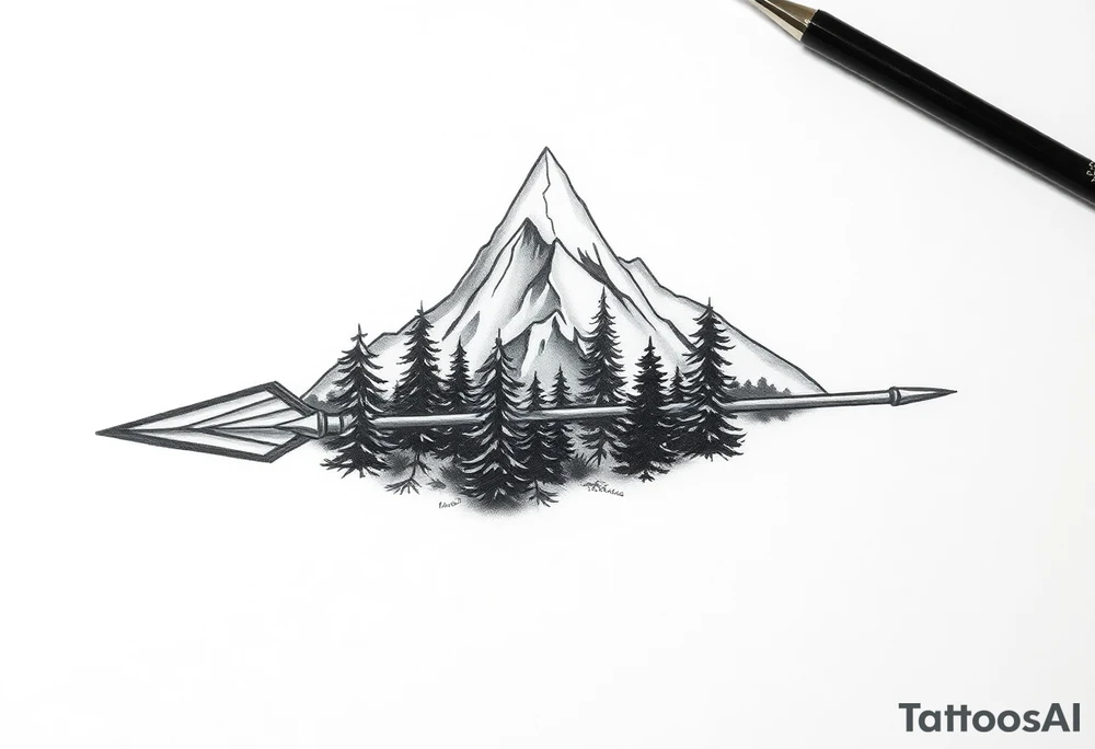 Arrow the Arrowhead is a mountaintop
The Fletching is made of Pine Trees tattoo idea