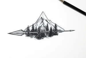 Arrow the Arrowhead is a mountaintop
The Fletching is made of Pine Trees tattoo idea