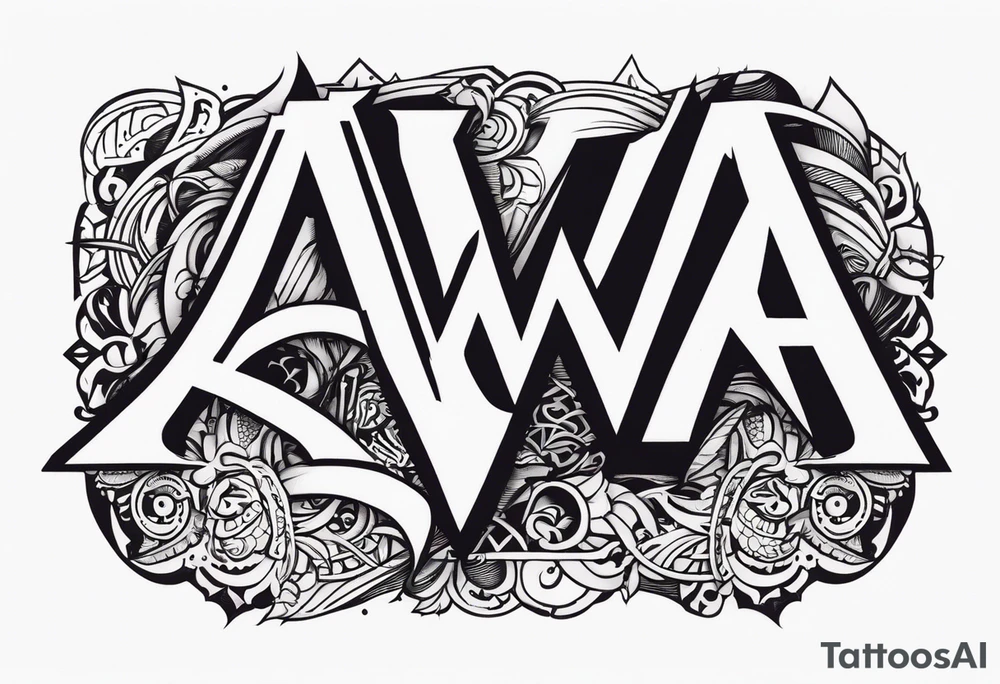 the letters A W R in the middle of a ninja headband tattoo idea