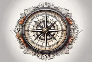 vintage compass tattoo idea