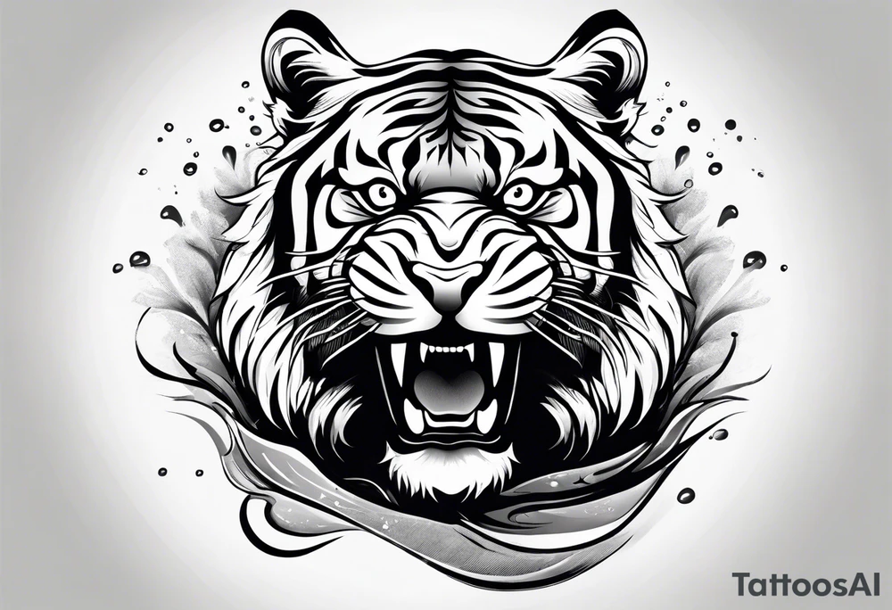 minimalist tiger water tattoo idea