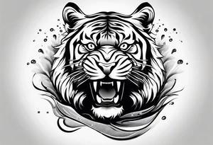 minimalist tiger water tattoo idea