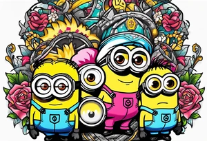 Powderpuff girls as minions tattoo idea