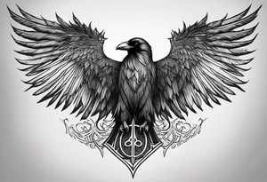 Symbol for Odin down the spine with a raven on the upper back. Not too large of a tattoo. Subtle yet beautiful. Large enough to go from lower back to neck. tattoo idea