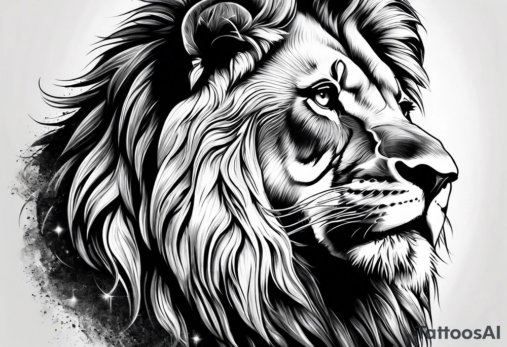 Powerful majestic lion, up close tattoo idea