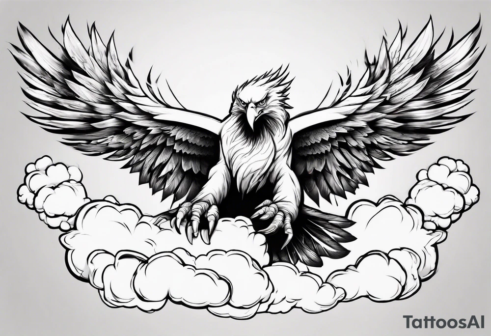 eagle fly through big clouds and thunder tattoo idea