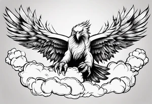 eagle fly through big clouds and thunder tattoo idea