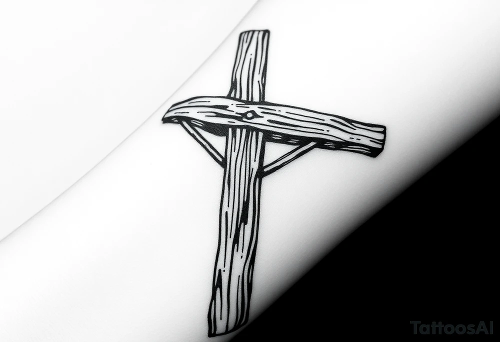a wooden 12kv pole. Make the pole a cross that has a hidden resemblance to god. tattoo idea