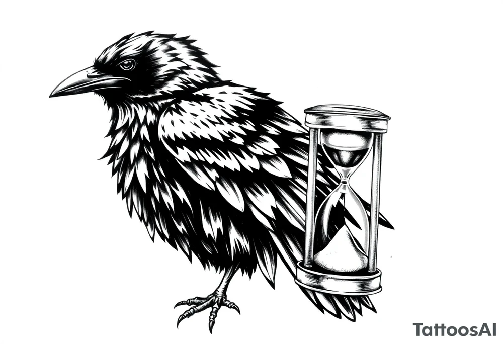 a raven and a hourglass. tattoo idea