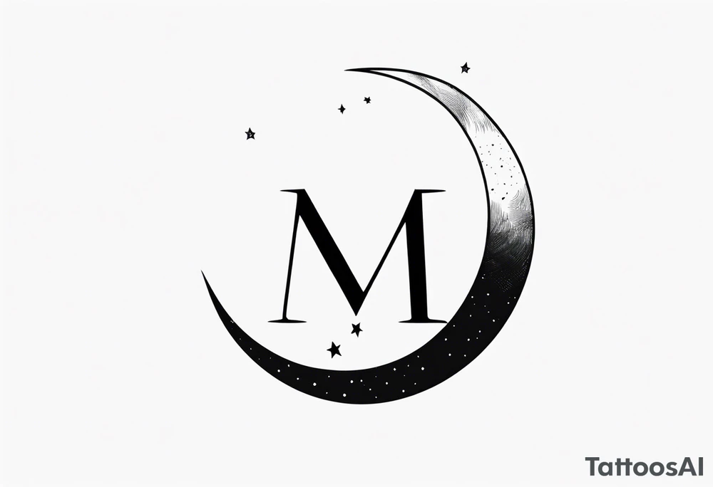 Moon and letter M tattoo idea