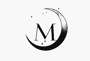 Moon and letter M tattoo idea