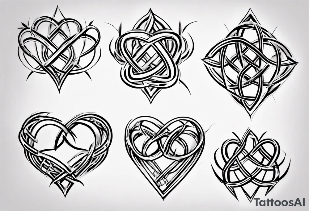 Prime knot 6,1 as entangled hearts, but very simple tattoo idea
