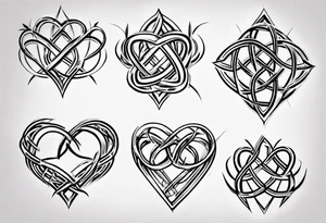 Prime knot 6,1 as entangled hearts, but very simple tattoo idea