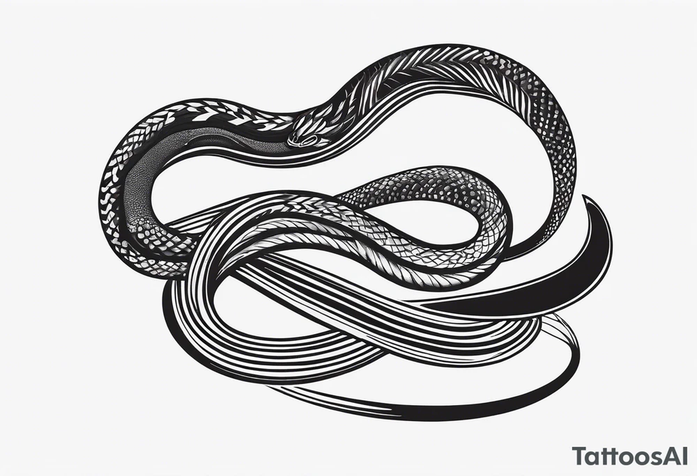 A long snake winding from top to bottom tattoo idea