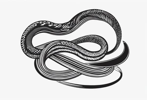 A long snake winding from top to bottom tattoo idea