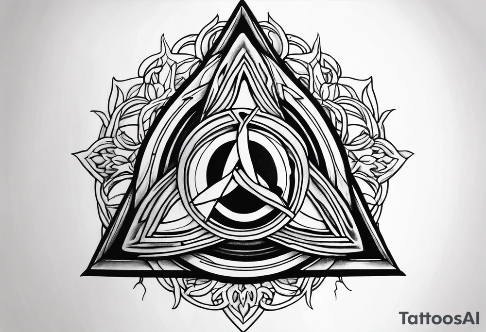 Triquetra tattoo with a partially closed eye that is dripping blood in the center tattoo idea