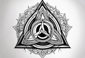 Triquetra tattoo with a partially closed eye that is dripping blood in the center tattoo idea