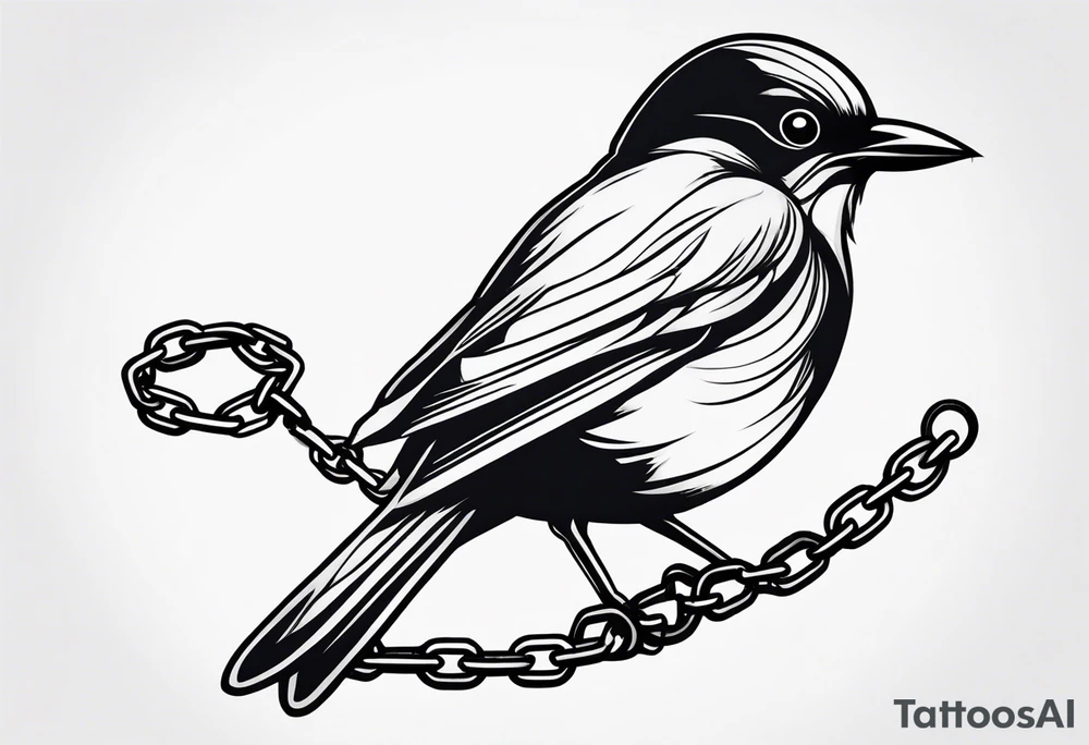 bird wrapped in chain tattoo idea