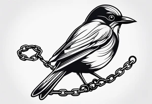 bird wrapped in chain tattoo idea
