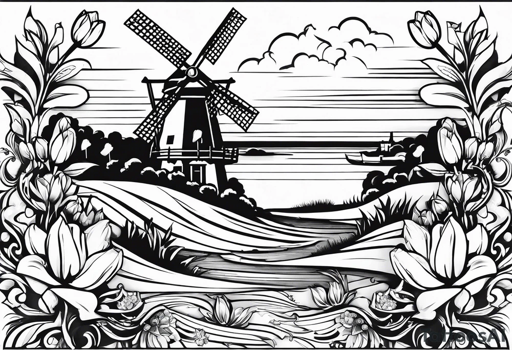 Dutch lineage/heritage tattoo using either the dutch republic lion, windmills, tulips or a combination. Keep it simple and more gothic tattoo idea