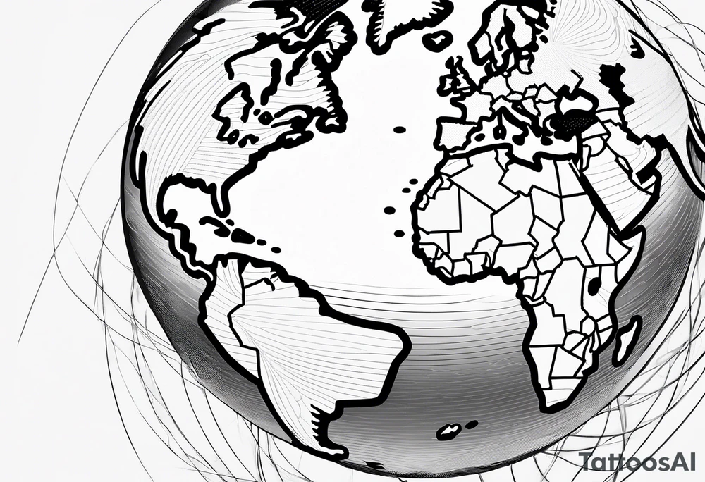 globe single line tattoo idea