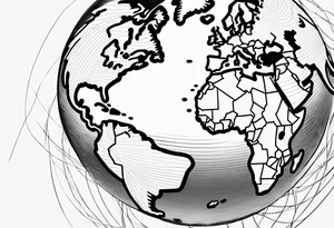 globe single line tattoo idea
