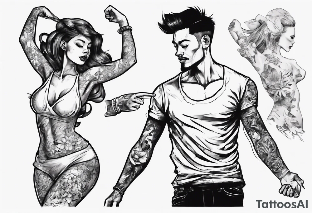 Dancing guy and girl tattoo idea