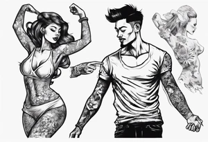 Dancing guy and girl tattoo idea