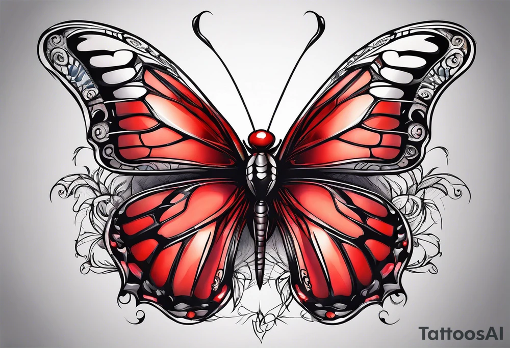 red butterfly spider dreamy tattoo idea
