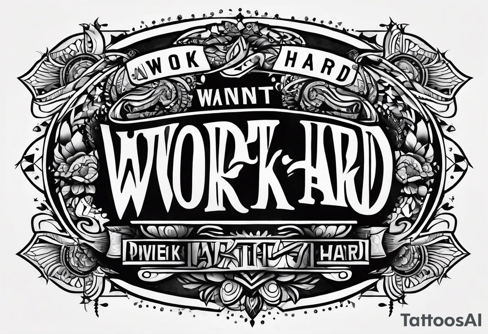 I want a tattoo containing the following two words "work hard" and "play hard". tattoo idea