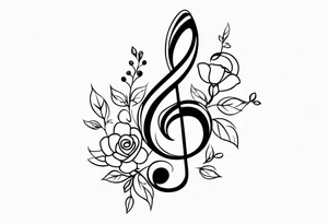 treble clef with flowers tattoo idea