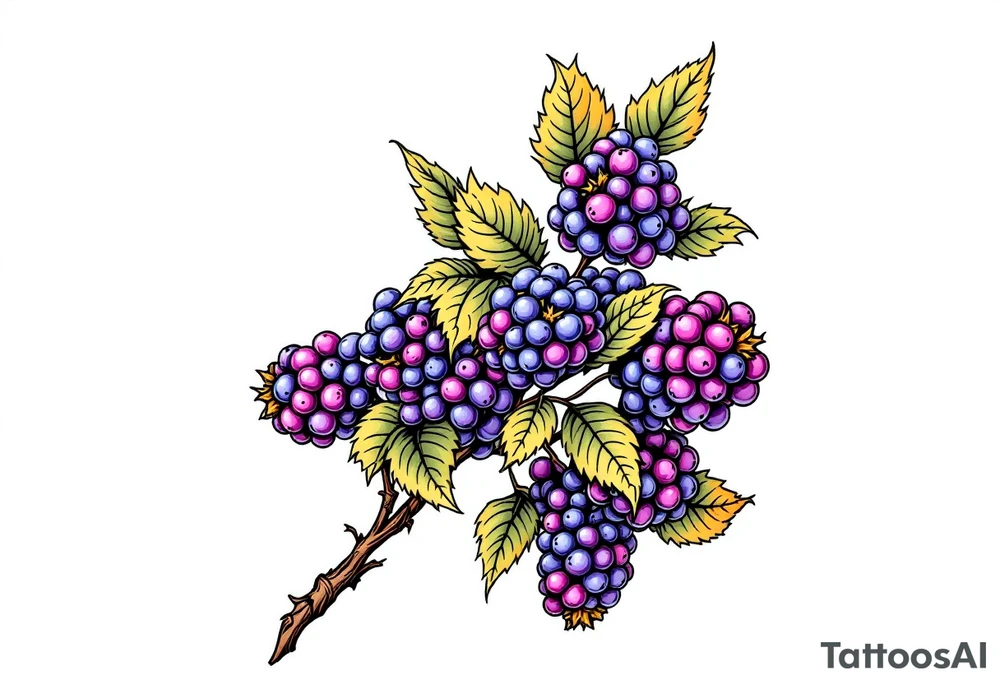 American traditional style Blackberry branch to wrap around an arm tattoo idea