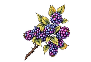American traditional style Blackberry branch to wrap around an arm tattoo idea