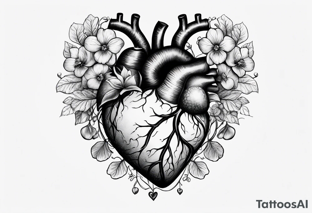 Heart made with violets tattoo idea