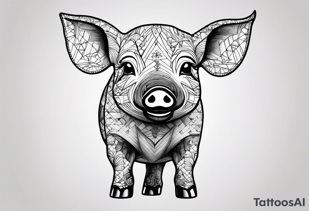 cute piglet.
with text: "friends not food" tattoo idea