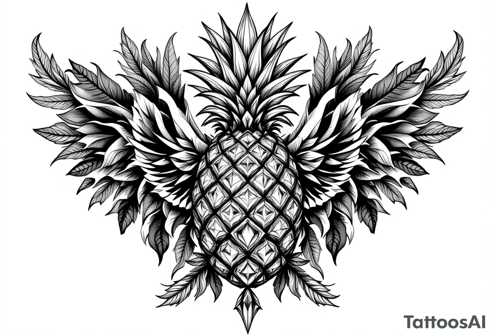 Majestic crown pineapple vagina anus diamonds tattoo idea
