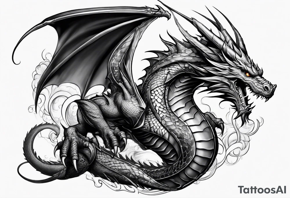 Wizard and dragon tattoo idea