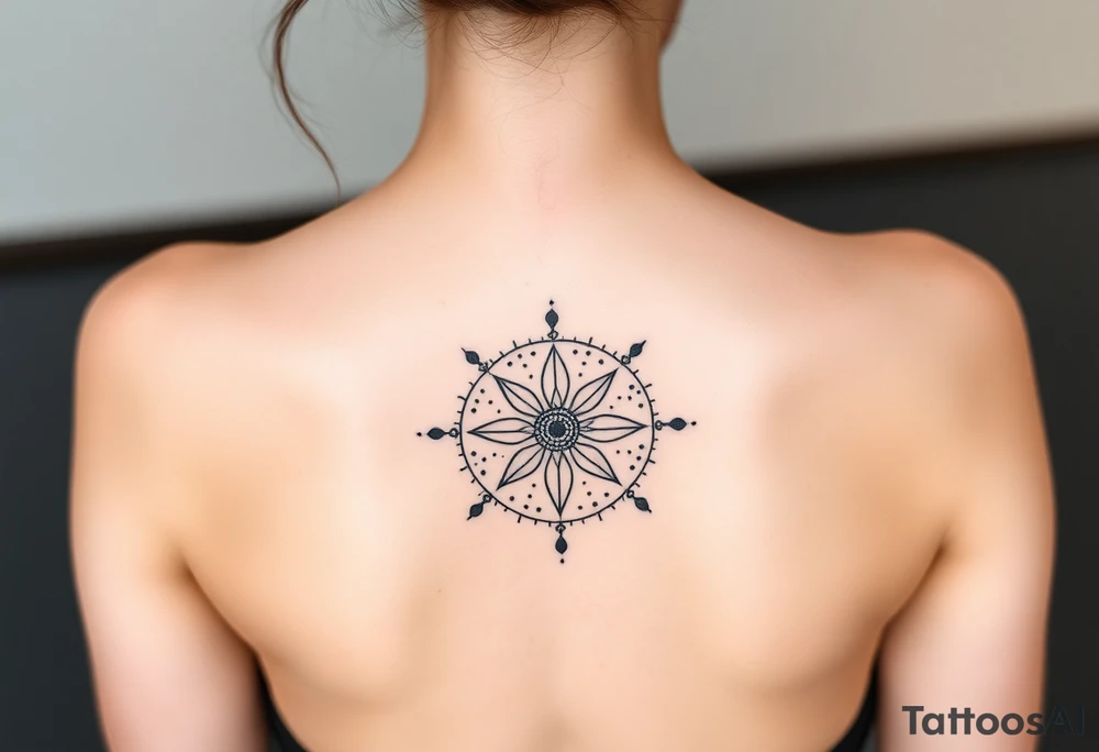 Floral compass tattoo idea