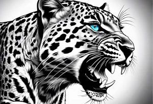 you leopard with blue eyes walking tattoo idea