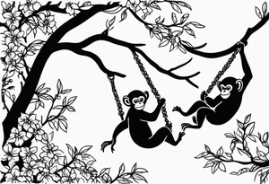 MONKEYS SWINGING in branches tattoo idea